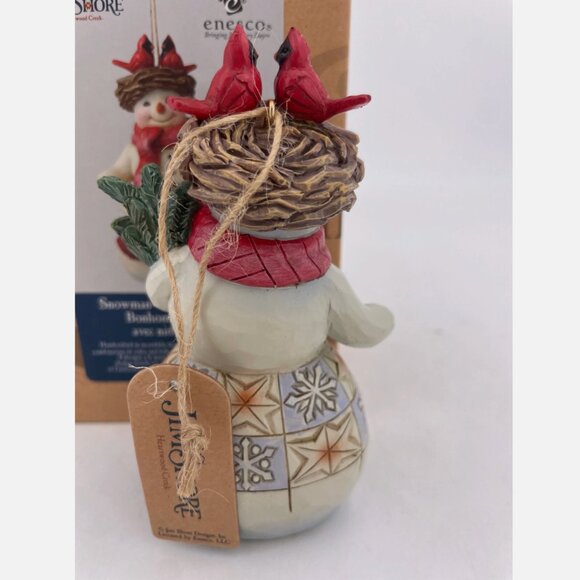 Jim Shore Heartwood Creek Holly Snowman & Cardinals In Nest Ornament New 6009469 - Picture 3 of 3